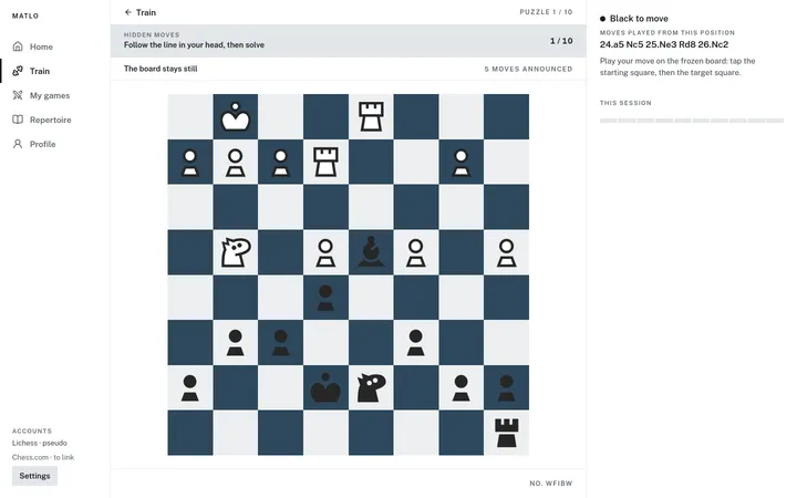 Hidden moves: the moves are written, the board stays frozen