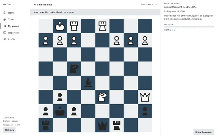 “Find the move”: a key moment of a game to replay